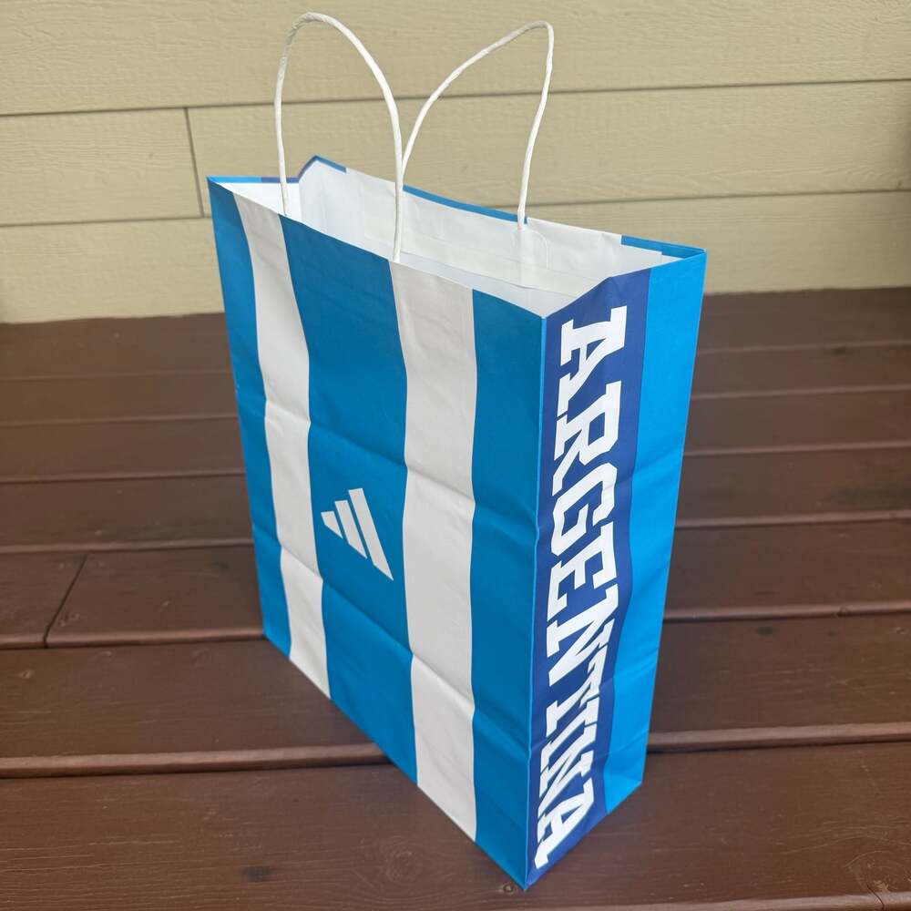 Adidas Argentina Blue White Striped Paper Shopping Gift Bag FIFA World Cup 2026